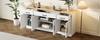 Modernes weißes Sideboard, Multifunktionaler Holzschrank, Wohn- und Esszimmerschrank, Weißes Sideboard mit Dekoration