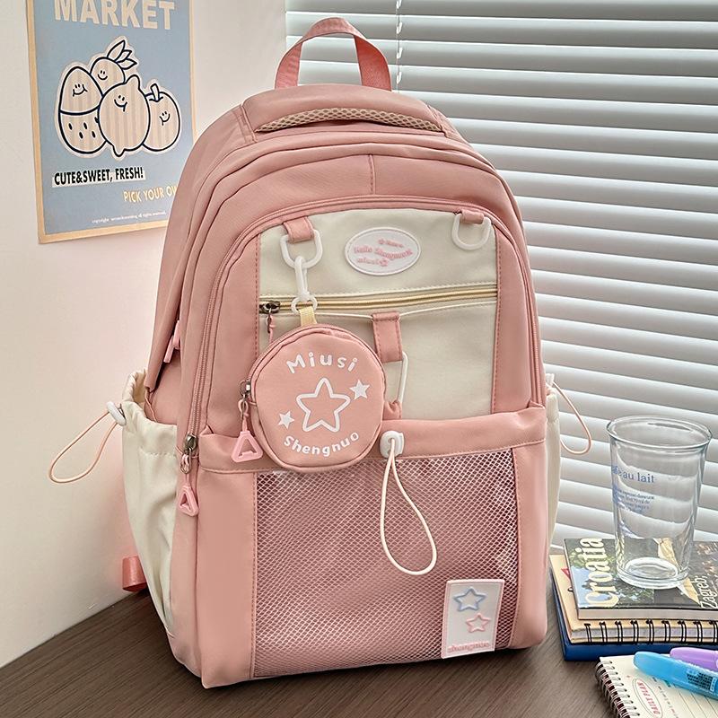 Children's Schoolbags First Grade Girl with High Looking Two Piece Backpack