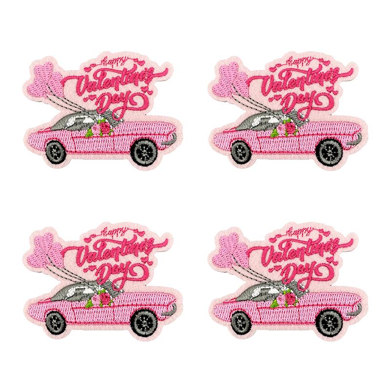 10PCS/lots Valentine's Day Embroidered Patches Pink Love Heart Patch Iron On Patches For Clothing Holiday Decoration Gift DIY