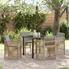 vidaXL 5-piece Garden Dining Set with Beige Cushions In Poly Rattan 3380669