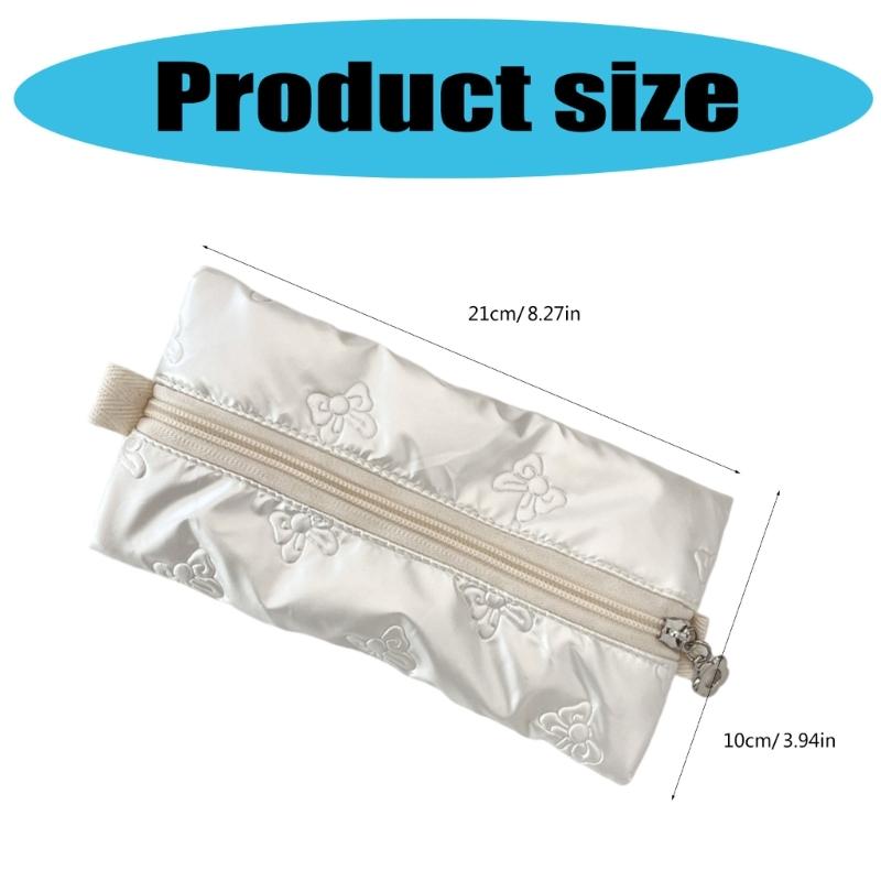 Bowknot Print Pencil Case High Capacity Pen Pouches Portable Pen Organizers Bag Travel Makeup Bag for Student Women Girl