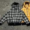 Felpa con cappuccio e zip unisex Streetwear Patchwork a quadri Vestibilità ampia Pullover casual Adolescenti Adulti