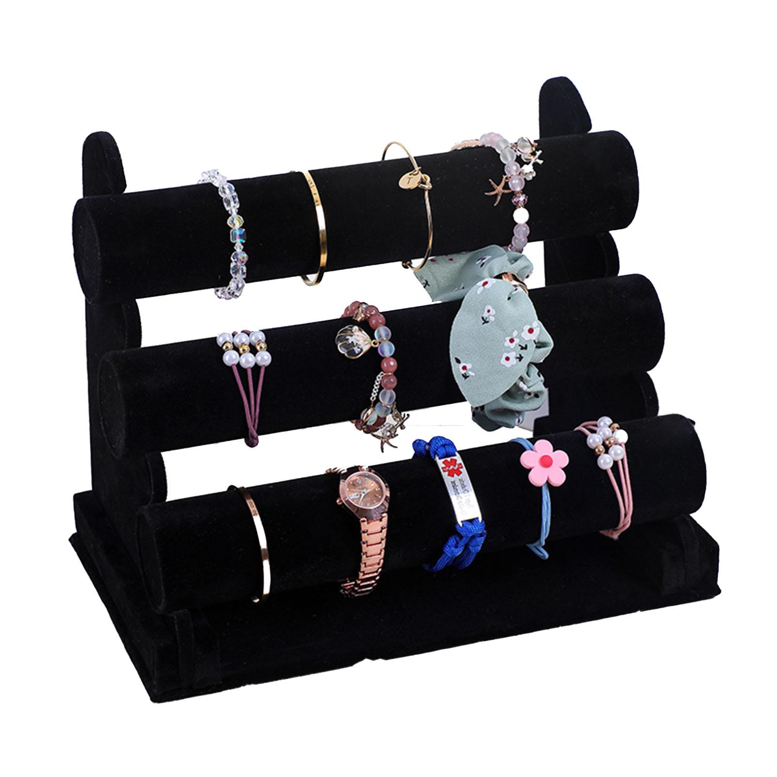 Бархатная башня для украшений 3 яруса держатель для часов и браслетов подставка для демонстрации ожерелий и украшений черная подставка для украшений