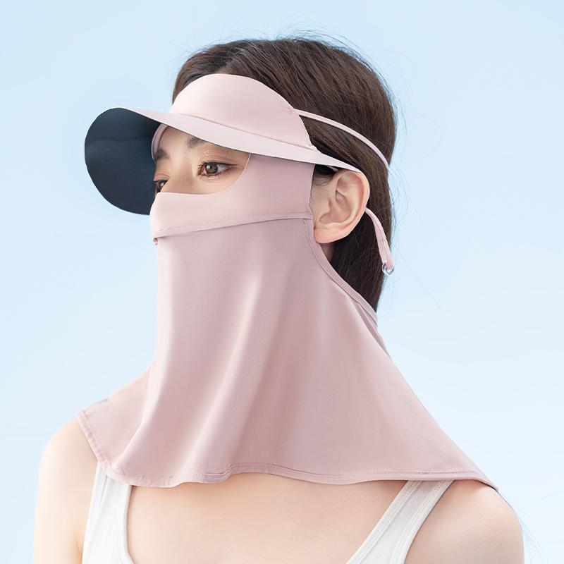 New Design Anti-UV Outdoor Cool Ice Silk Custom Full Face Summer Women Sunscreen Visor with Face Mask