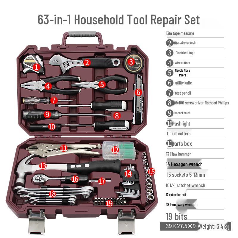 Multifunctional Household Toolbox Set: Screwdriver, Pliers, Wrench for Daily Repairs and Organization