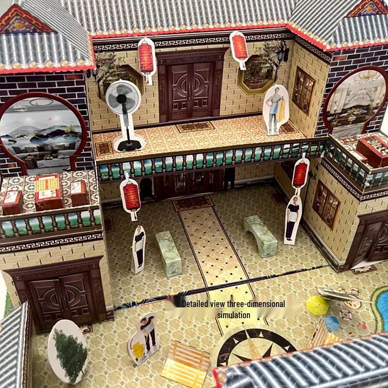 Sacrificial Supplies: Large Paper Villa for Ancestral Worship with Joss Paper