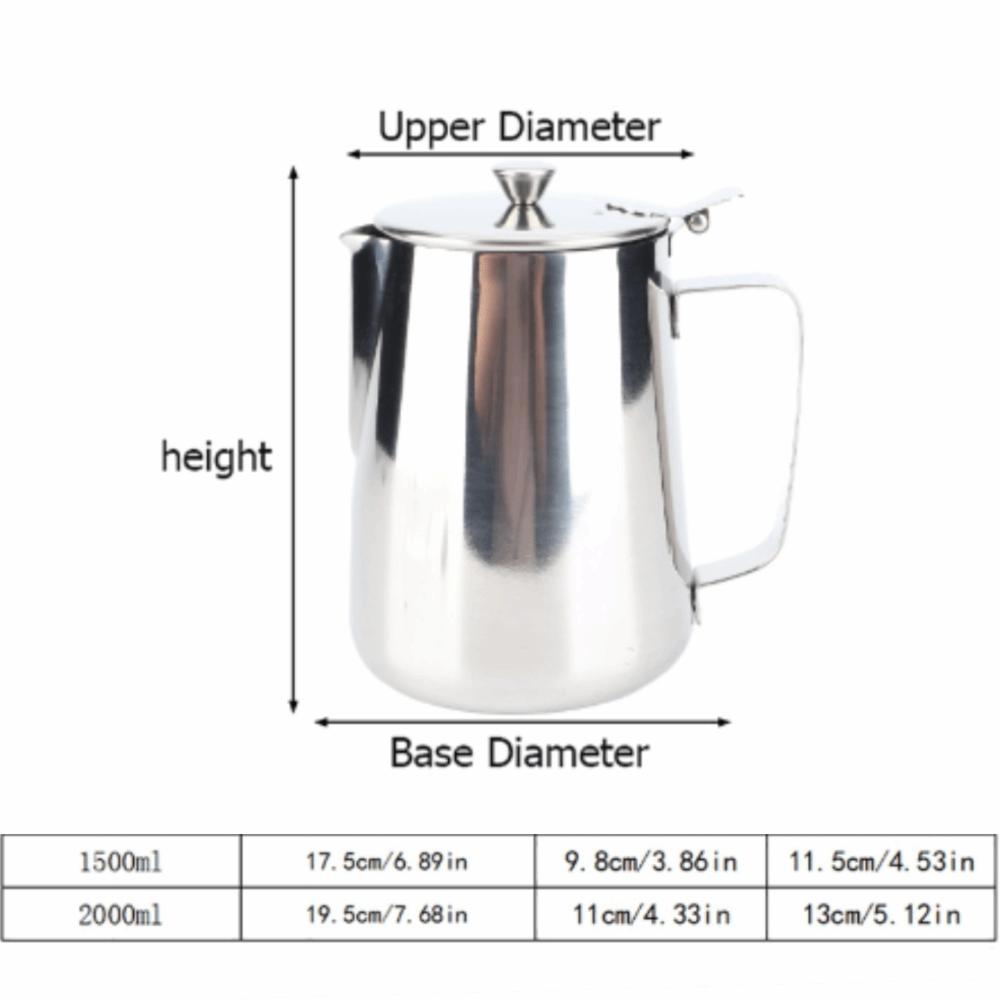 1500ml Milk Frothing Pitcher With Lid Latte Art Cup Frothing Cup Frothing Pitcher Coffee Art