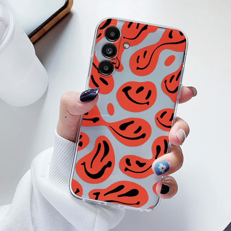 Transparent Case For Samsung Galaxy A24 A17 A16 A56 A55 A54 A06 4G Cover Cartoon Flowers Soft Clear Shockproof Funda Face Capa