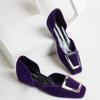 2025 spring and summer new RV square head single shoe bag head hollow 5 cm height increase purple women's single color matching design