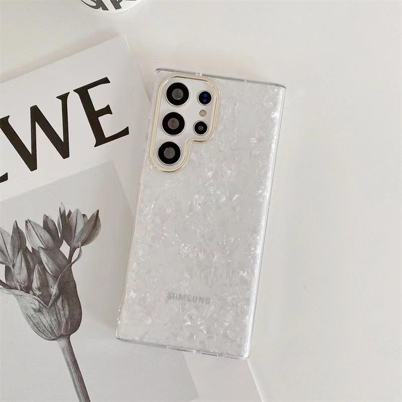 Applicable to Samsung S25ULTRA shell pattern electroplated lens ring mobile phone case S23IMD double layer coating A563