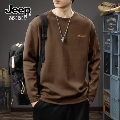 JEEP SPIRIT Men's Heavyweight Long Sleeve Cotton T-shirt
