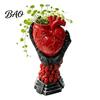 Niche Style Gothic Ornament Hand Holding Human Heart Organ Vase, Anatomical Shaped Planter Spooky Halloween Desktop Flower Pot for Living Room Dining