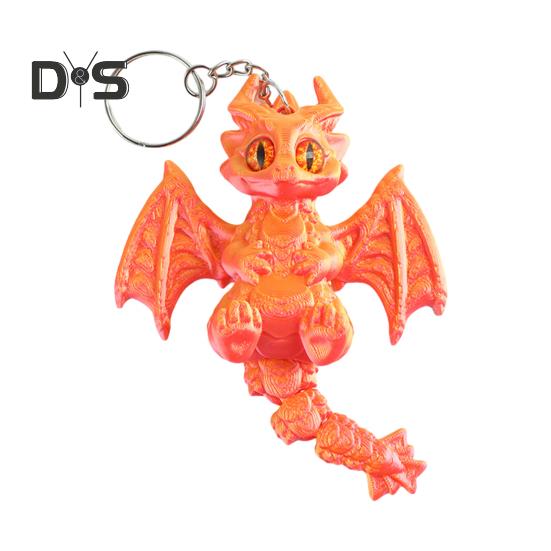 3D tištěná klíčenka s dračími křídly a pohyblivým ocasem, taška, zavazadla, školní aktovky, interiér auta