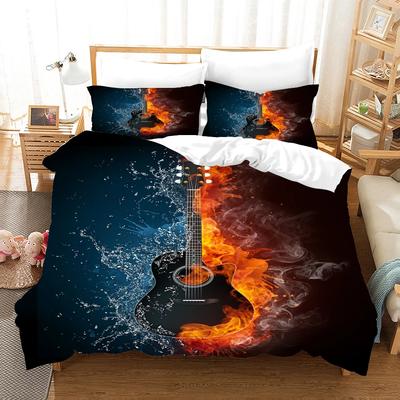 Lovers Guitar Duvet Cover SetBedding PrintMusic PatternBedclothesQuilt Covers With PillowcasesHome Textile For Teen Boy