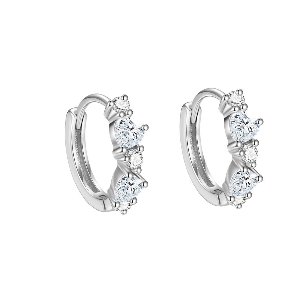 925 Sterling Silver Heart CZ Hoop Earrings for Women Dainty Gold Plated Zircon Huggie Hoops Hypoallergenic Cute Jewelry