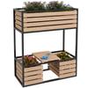 Planter Flower Stand Raised Bed, 3 Tiers, 3 Planting Boxes, 83 X 39 X 100 Cm, Natural and Black