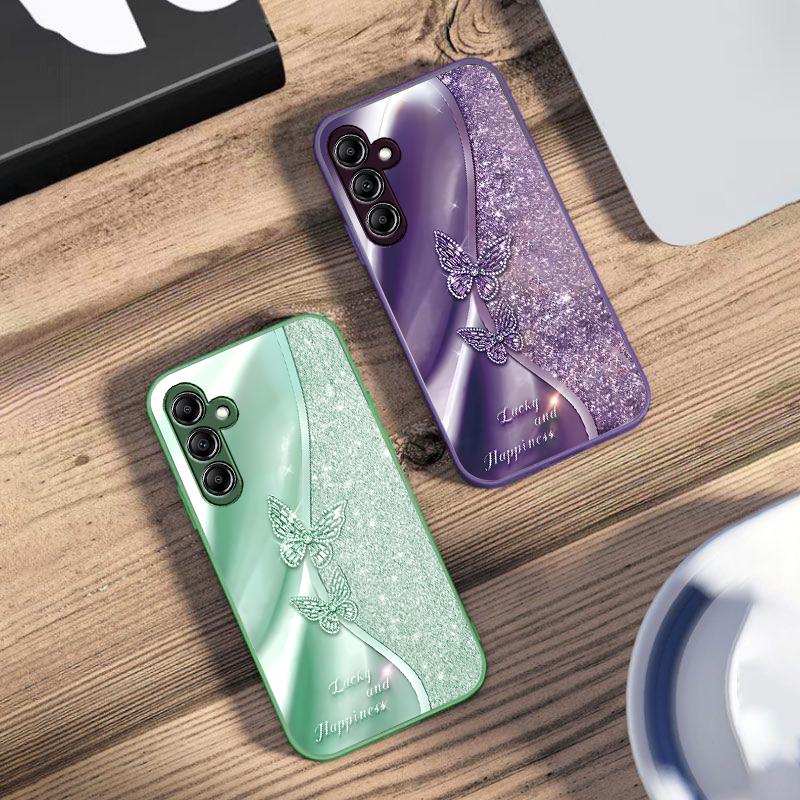 Goldener Schmetterling Für Samsung Galaxy A14 4G 20 30 52 20S 21S 22 A32 33 34 42 50 51 53 54 70 71 72 73 5G Glas Handyhülle