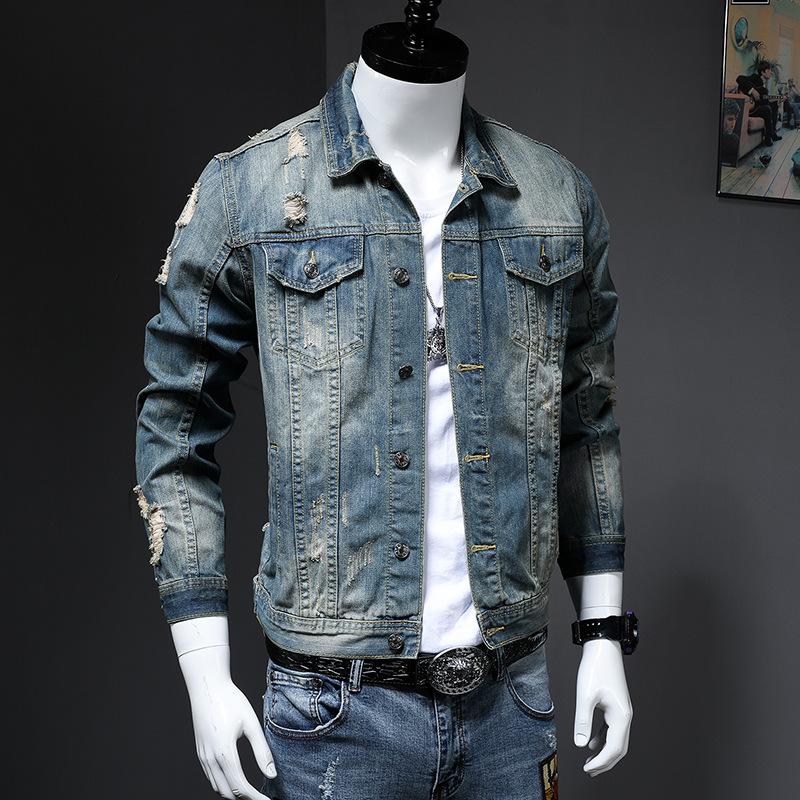 Giacca Trendy da Uomo Europea e Americana 2024 Autunno/Inverno Edizione Vintage Moda Casual Giacca da Cowboy