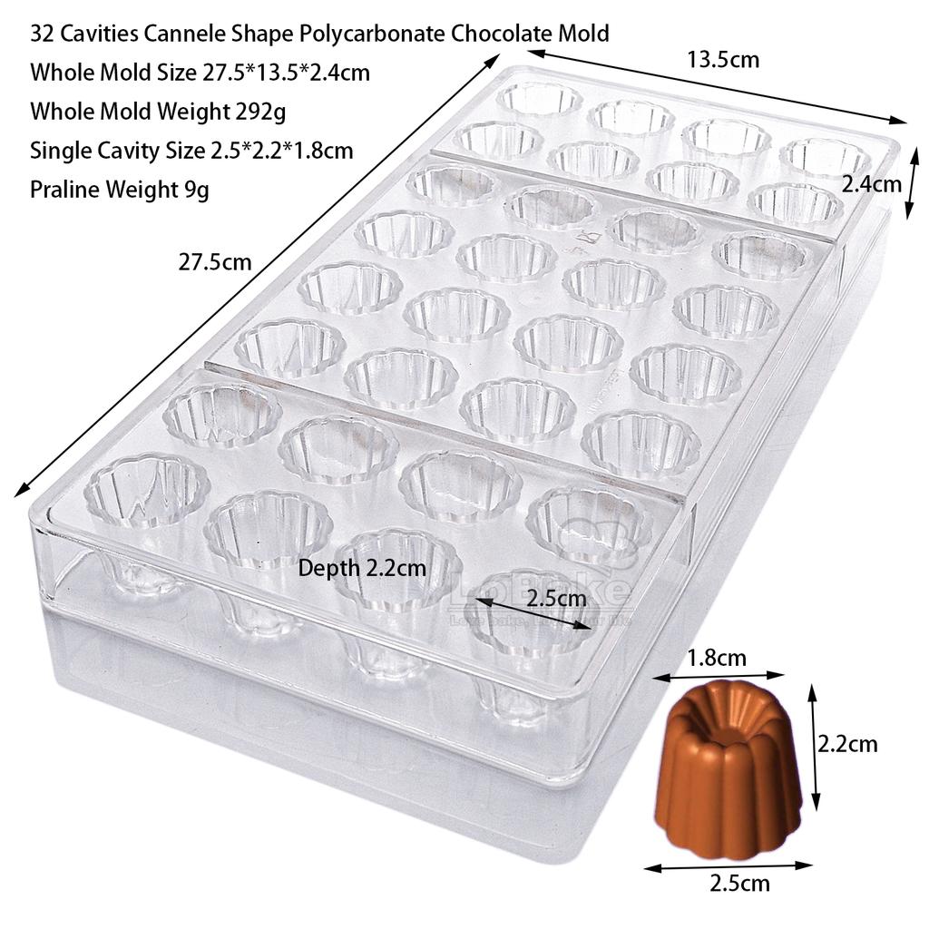 18 32 Hohlräume Blume Cannele Form Polycarbonat Schokoladenform Geriffelt Rund Süßigkeiten Sugarcraft Herstellung Eiswürfelbereiter DIY Backen