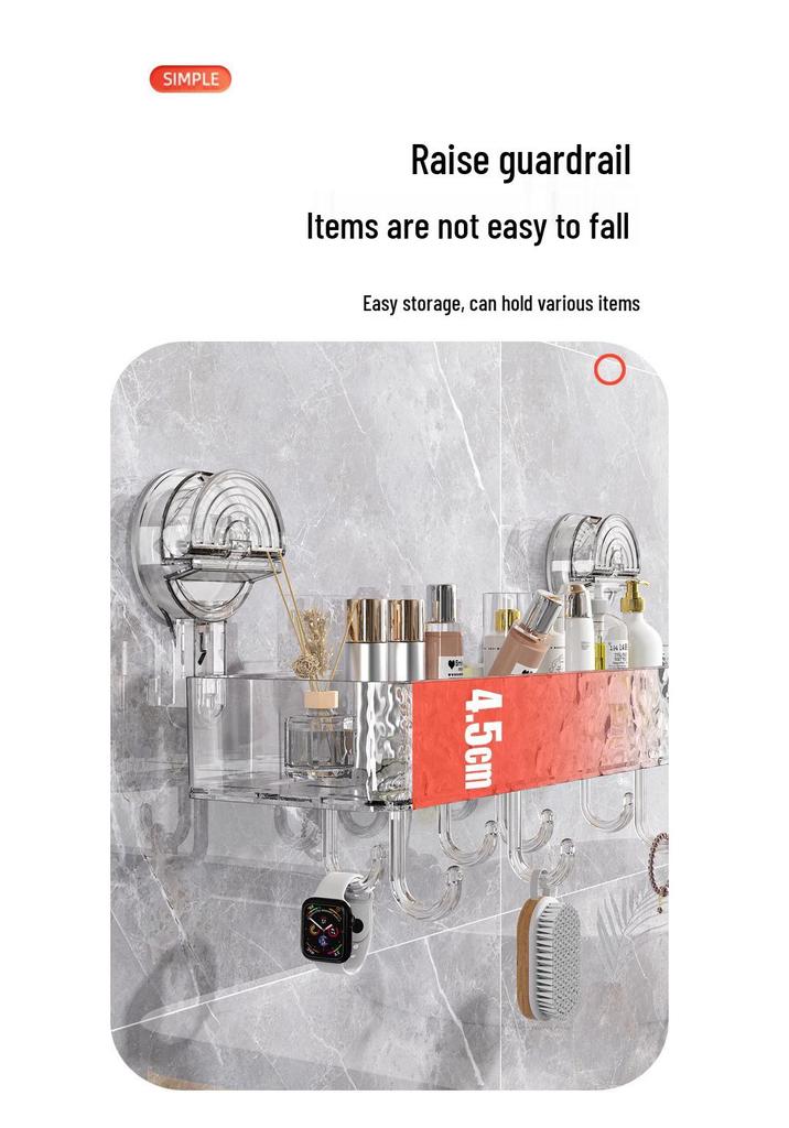 No-Drill Suction Cup Bathroom Shelf & Rack