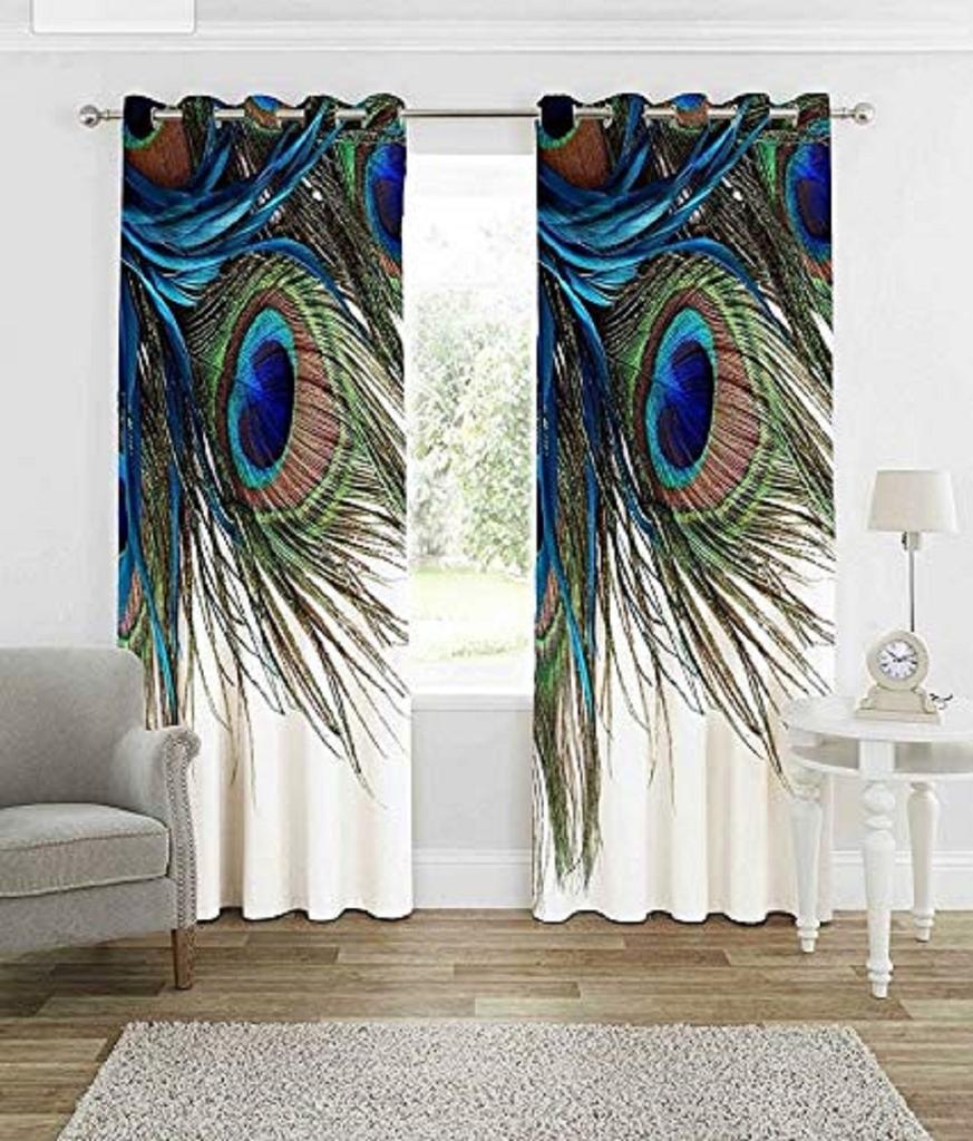 New Polyester Fabric Curtains Printing Pink Peacock Design Curtains for Living Room Bedroom Pastoral CURTAIN Home Decor Custom