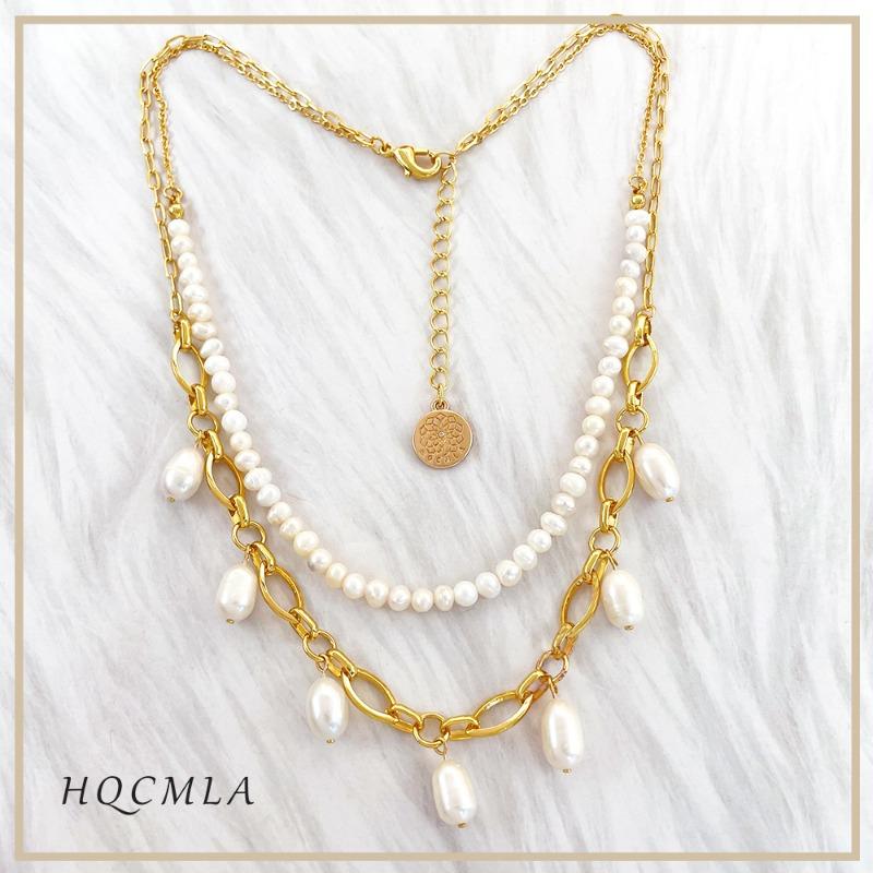 Meier Pearl layered necklace double chain fashion butterfly heart pendant women's romantic rose