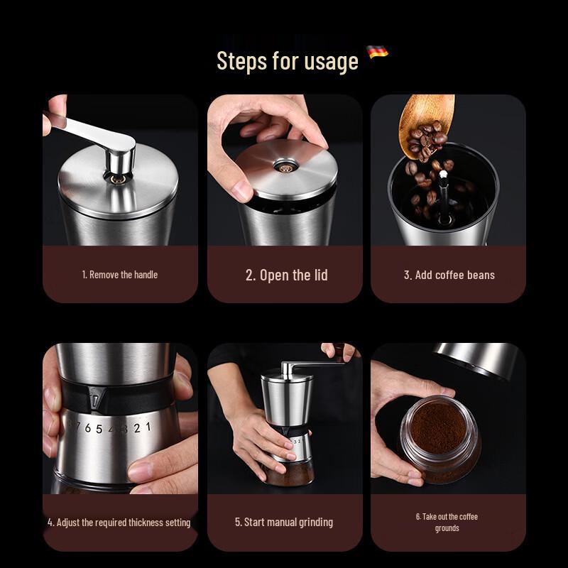Tragbare Handkaffeemühle mit Keramikmahlwerk