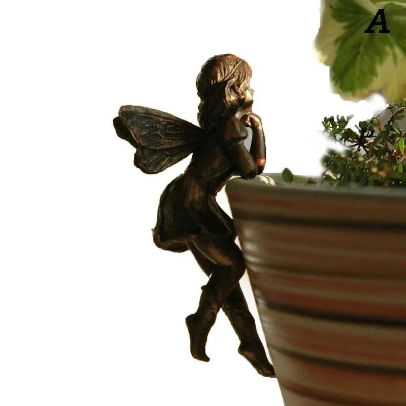 

Fairy Girl Hanging Cup Resin Decoration Fairy Combination Flower Basket Edge Decoration Garden Pot Ornaments S