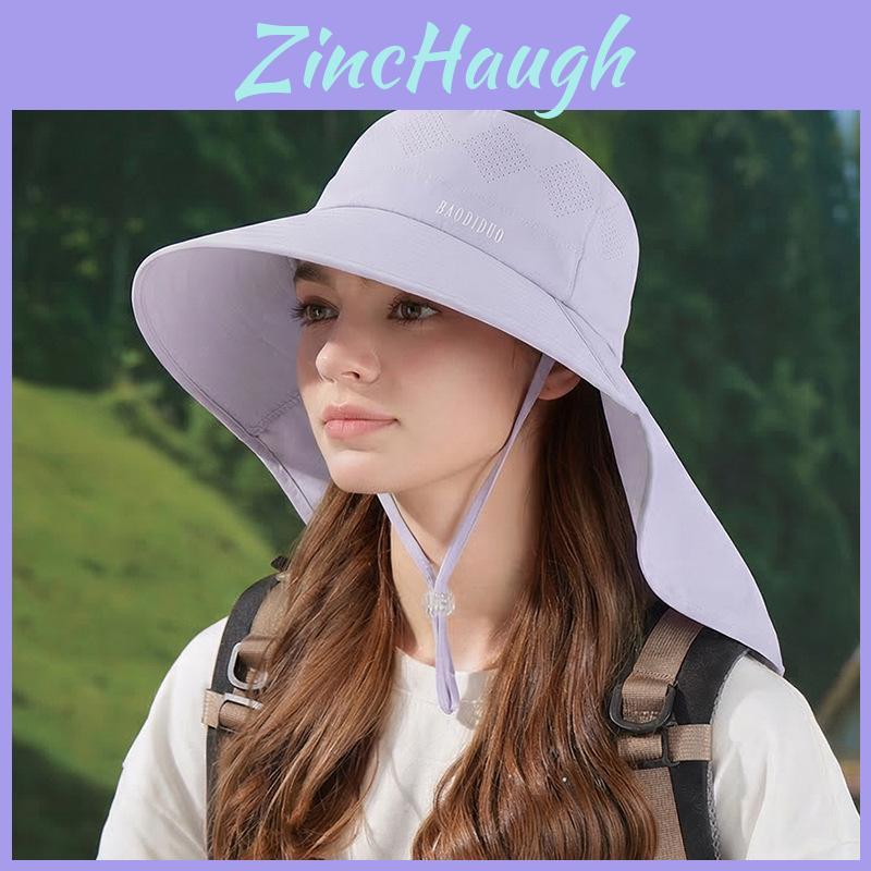 Outdoor Sun Protection Hat For Women With Adjustable Ponytail Hole And Wide Brim Fashionable Fisherman Cap