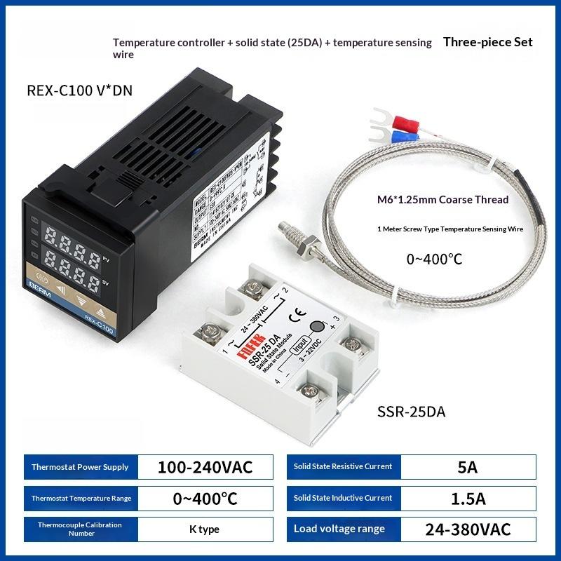 REXC100 PID Controller Set K Type Probe 25A 40DA SSR Relay for Greenhouse Temperature Control and Egg Incubator