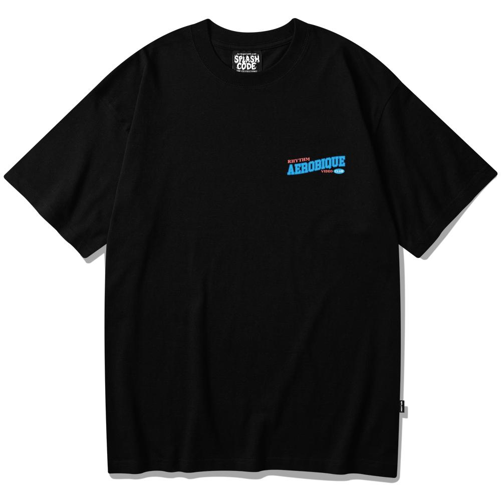 Seupeullaesikodeu Short Sleeve T-Shirt Black - Aerobics Video Club