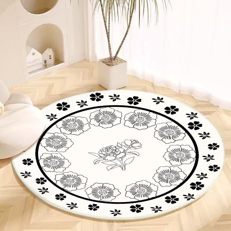 Luxuriöser runder Teppich aus Kunstkaschmir - Schmutzabweisend, rutschfeste Matte für Wohnzimmer oder Schlafzimmer