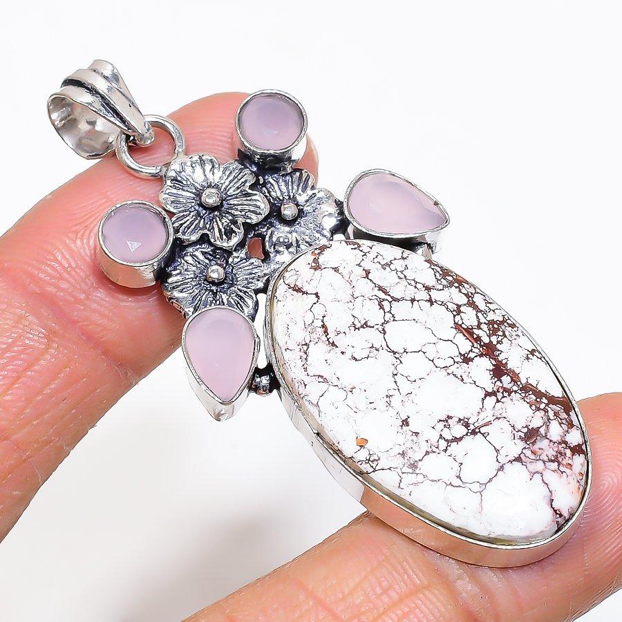 

Natural Wild Horse, Chalcedony 925 Sterling Silver Jewelry Pendant 2.48 AP-14025