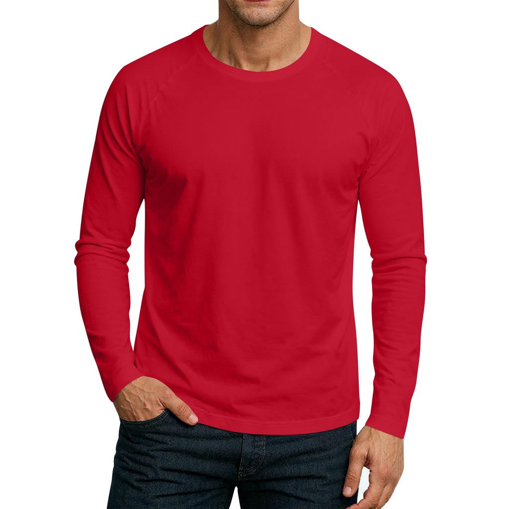 Men's Round Neck Plunger Long Sleeve T-Shirt Top