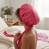 3pcs Satin Sleep Bonnet Double Layer Adjustable Elastic Band Wide Design Cherry Print Silk Bonnet