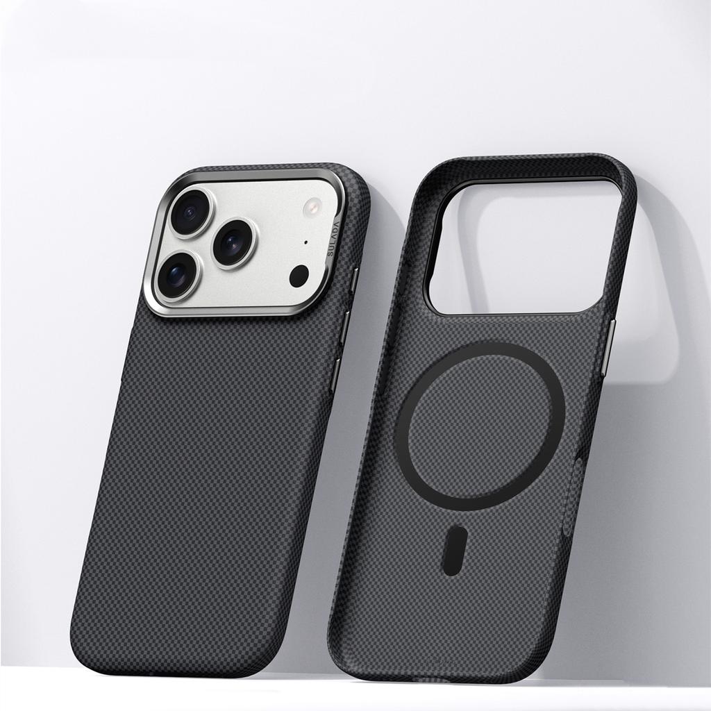 Magnetic Ultrathin Carbon Fiber Texture Phone Case For Iphone 17Pro Max 16 Pro Frosted Skin Feel Wireless Charge Matte PC Cover