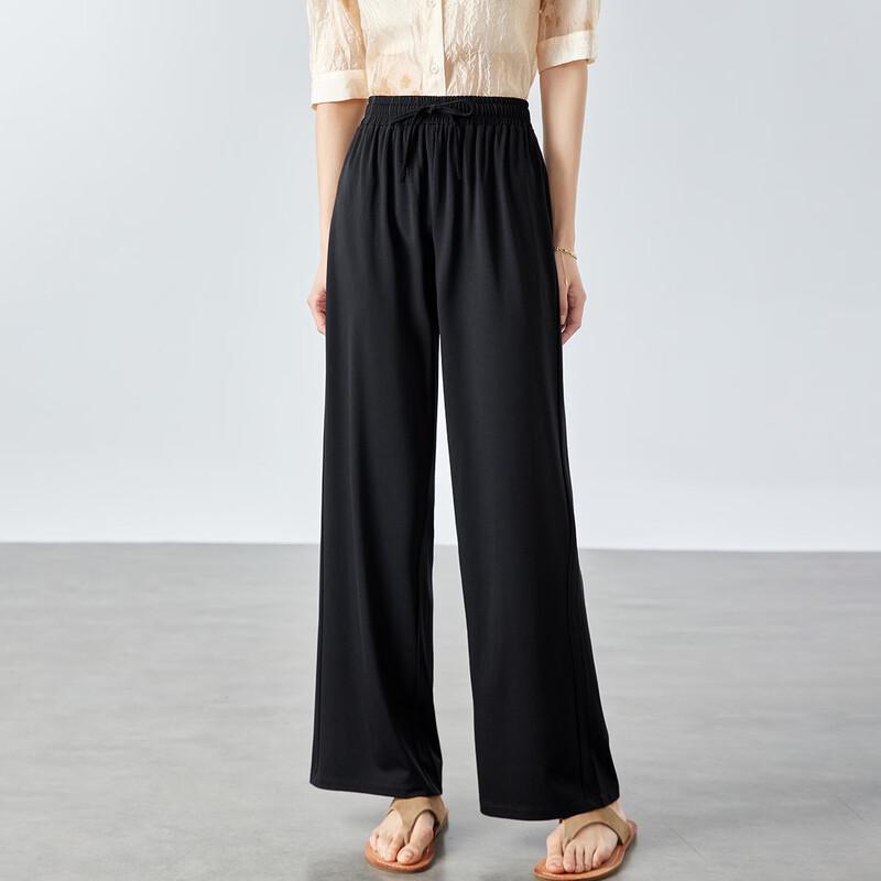 Srcr Women s Mulberry Silk Blend Wide-Leg Casual Pants L