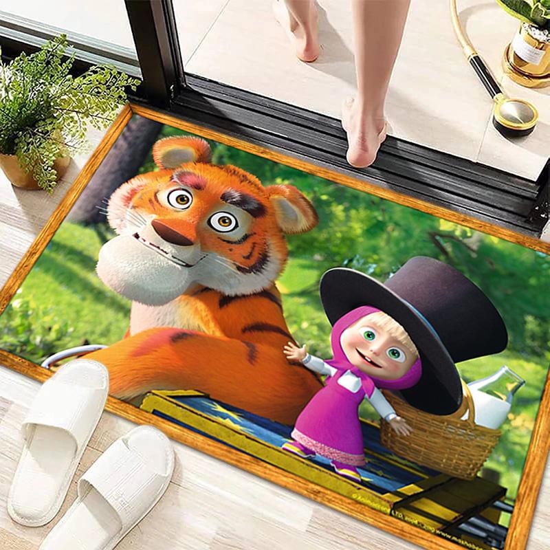Russian animation Masha and the Bear Fairy Tale Cartoon Carpet Soft Home Living Room Bedroom Door Mat Outdoor Picnic Ground Mat rug T8