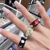 Seiko Empress Dowager White Pearl Punk Couple Ring with Vintage Enamel Glaze