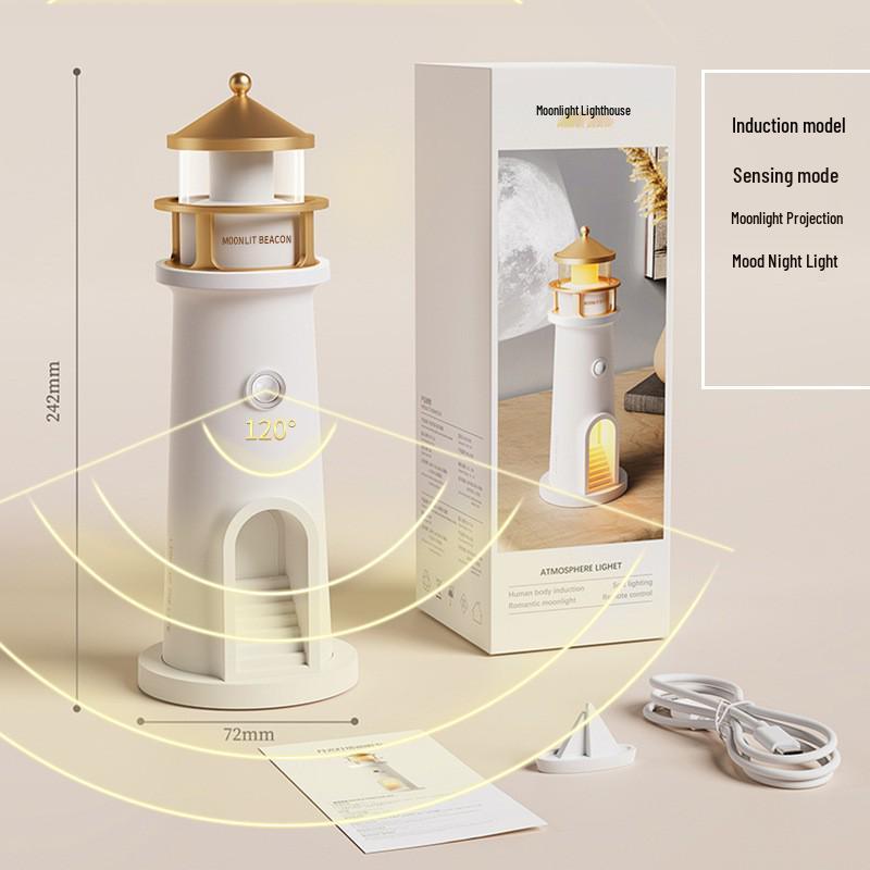 Moonlight Lighthouse Bedside Projector: Creative Sleep Aid & Atmosphere Light Gift