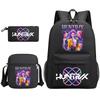 Cartoon Print School Backpack Set Teens Shoulder Bag Pencil Case Bookbag Oxford Fabric Ergonomic Straps