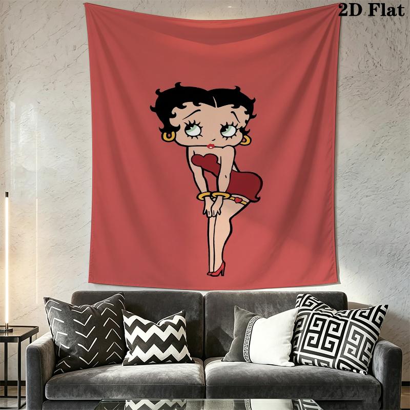 betty boop Wall Tapestry Aesthetic Wall Hanging Printed Fabric Blanket Decorative Tapestries for Bedroom Living Room Home Decor