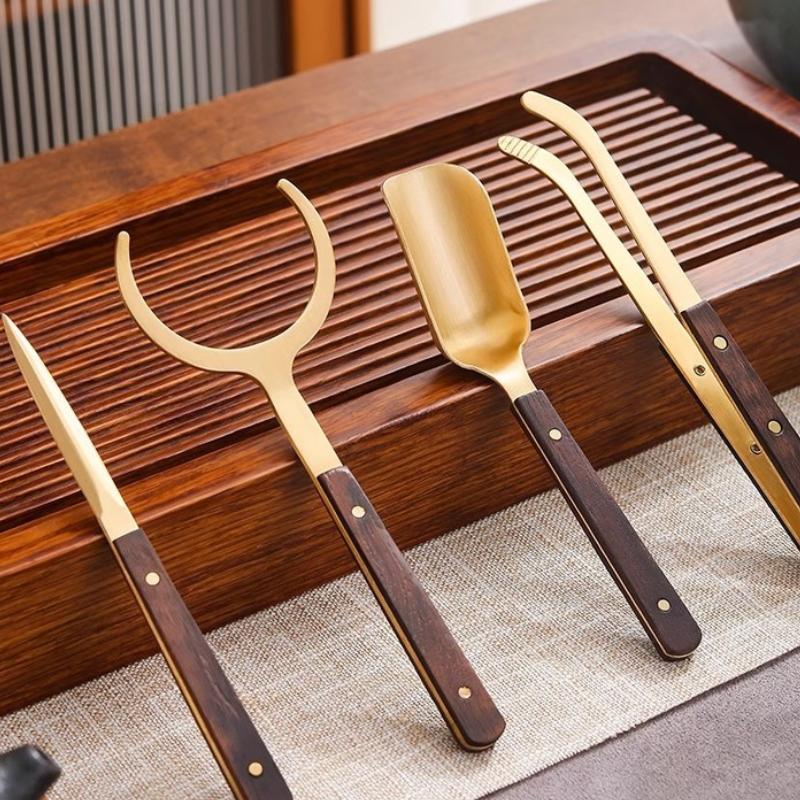 Solid Brass Tea Tongs Clip Chinese Gongfu Tea Set Accessories Tool for Tea Ceremony Strainer Infuser Filter Cup Cooking Gift
