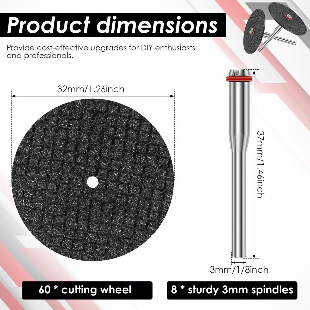 60PCS 32mm Mini Circular Saw Blade Set Sanding Grinding Wheel Cutting Disc for Dremel Accessories Metal Cutting Rotary Tools
