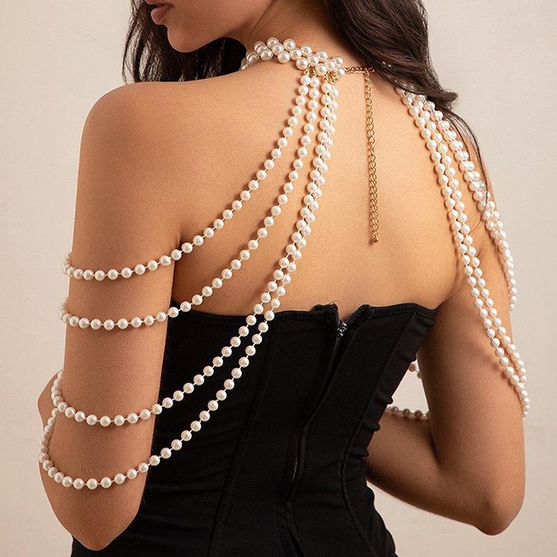 Catena Corpo Ragazza Sexy Calda Catena Vita Moda Donna Sfilata Catena Spalla Perla Sintetica Catena Bustier Catena per Vestiti