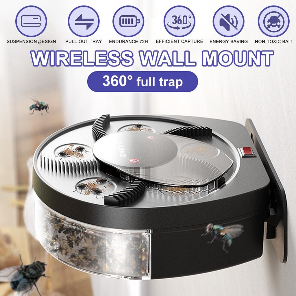 Black/White Wall Mount USB Rechargeable Flytrap Automatic Pest Catcher Fly Killer Electric Fly Trap Insect Pest Reject Control Catcher