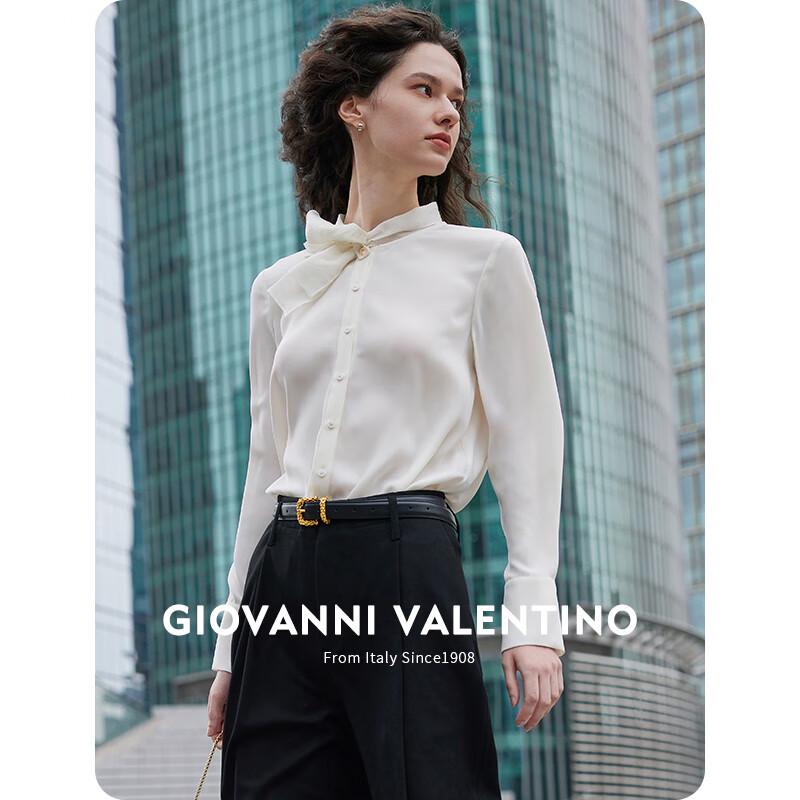 GIOVANNI VALENTINO Women's Long Sleeve Tie-Neck Shirt