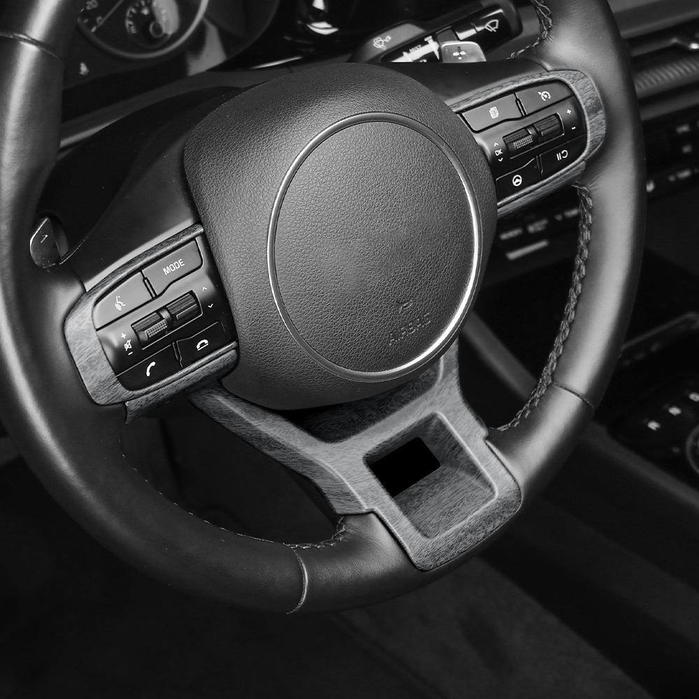 Car Carbon Wood Style Steering Wheel Button Cover Frame Trim Interior For Kia Sportage NQ5 2022 2023 K5 2025