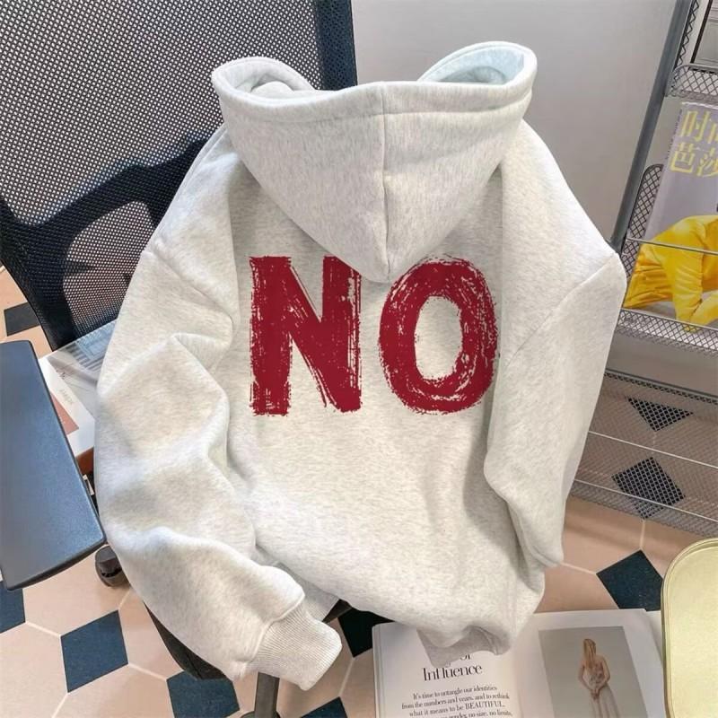 Unisex Oversized Hooded Sweatshirt With Letter Print Fleece-Lined Warm Casual Top Winter