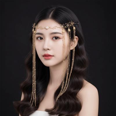 Glänzendes Design Strass-Kopfkette Retro Langes Quasten-Kristall-Kopfschmuck Funkelnde Handgemachte Fransen HaarAccessoires Fotografie